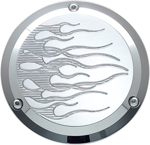 JOKER MACHINE DS-375061 Derby Cover - Flame - Chrome - 3 Hole