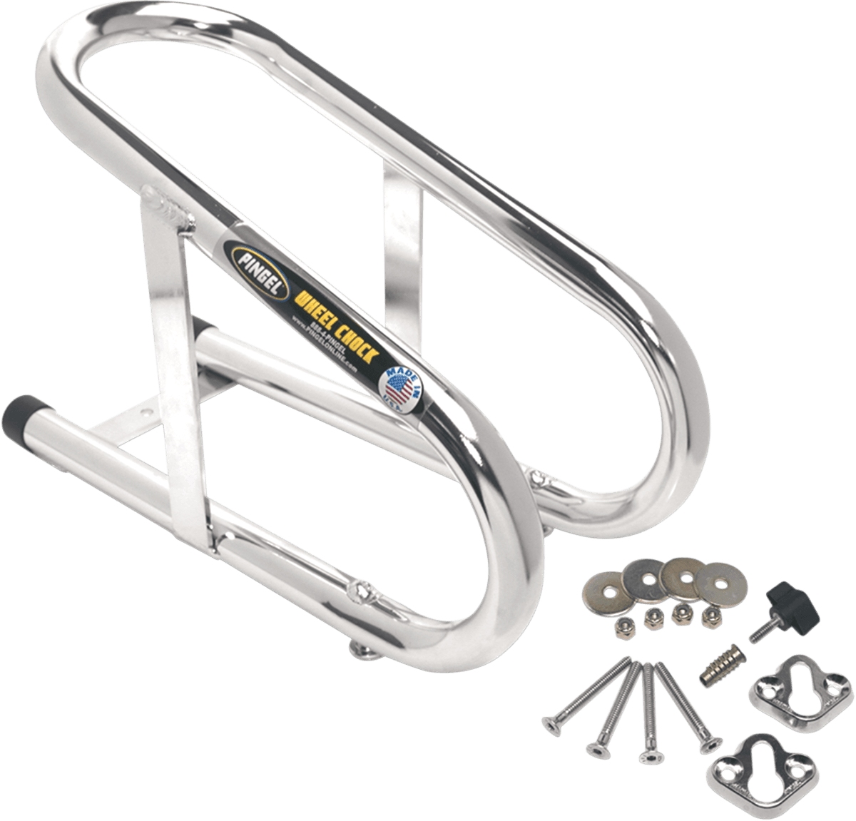 PINGEL DS390095 Wheel Chock - Removable - Chrome - 3-1/2"
