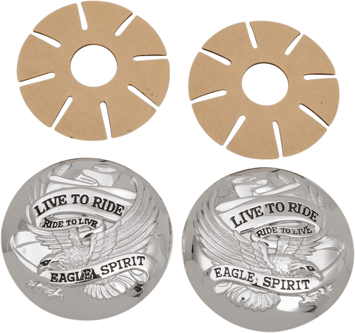 DRAG SPECIALTIES DS-390126 "Live to Ride" Gas Cap Covers - Chrome