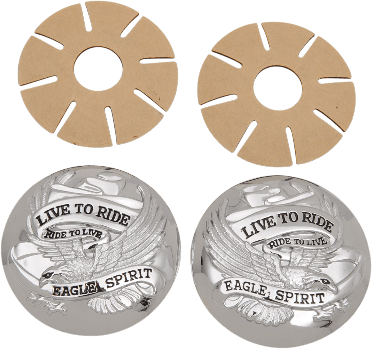 DRAG SPECIALTIES DS-390126 "Live to Ride" Gas Cap Covers - Chrome
