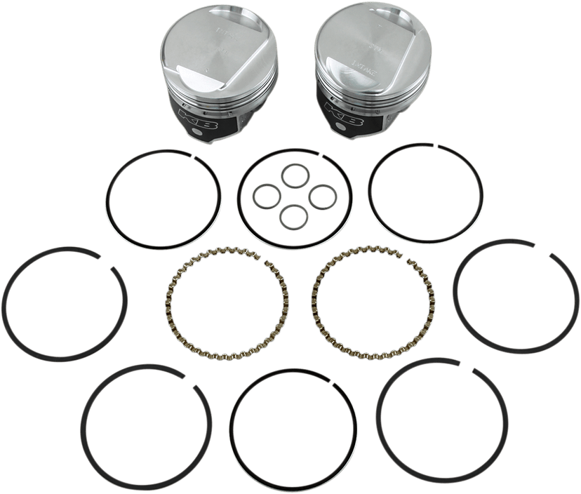 KB PERFORMANCE DS-751265 Piston Kit - 3.498" Standard - 9.6:1 CR - 80" Evolution Big Twin — image 2 of 3