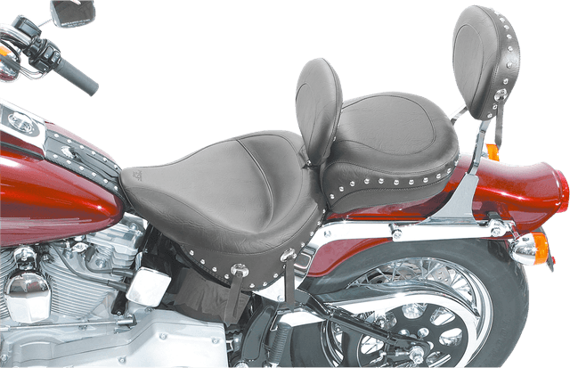 MUSTANG DS-900233 Wide Solo Seat - With Backrest - Black - Studded w/ Concho - FLST/FXST '00-'06 — image 4 of 4