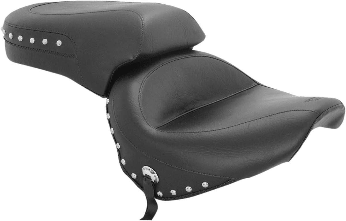 MUSTANG DS900744 Seat - Wide - Touring - Without Backrest - Two-Piece - Chrome Studded - Black w/Conchos - XV650