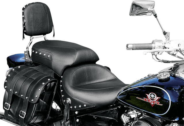 MUSTANG DS900744 Seat - Wide - Touring - Without Backrest - Two-Piece - Chrome Studded - Black w/ Conchos - XV650 — image 2 of 2