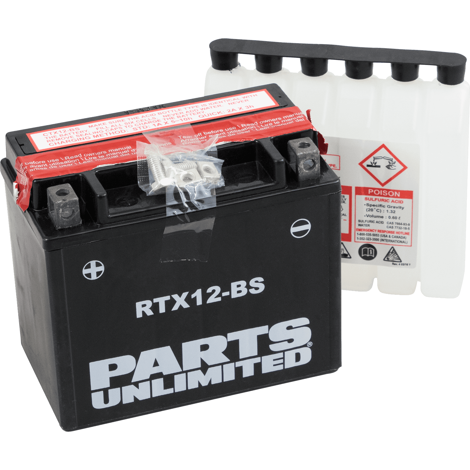 PARTS UNLIMITED RTX12-BS AGM Battery - RTX12-BS .60 L