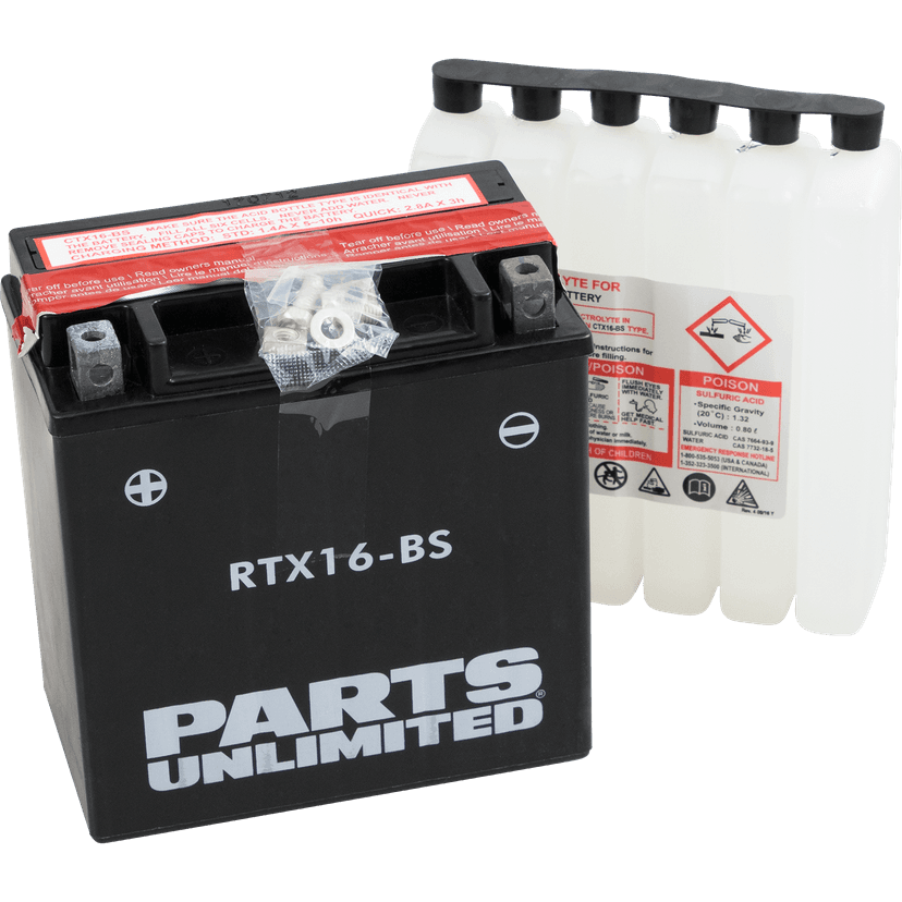 PARTS UNLIMITED RTX16-BS AGM Battery - YTX16-BS .8 L