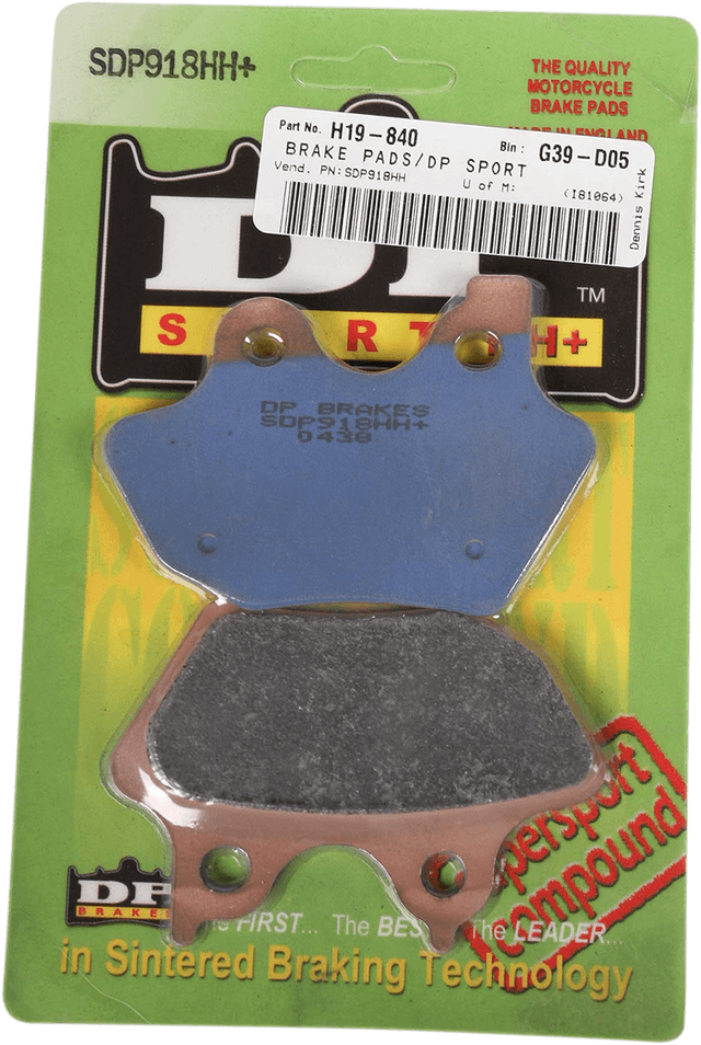 DP BRAKES SDP-918HH Sintered Metal Brake Pads - Harley-Davidson — image 2 of 2