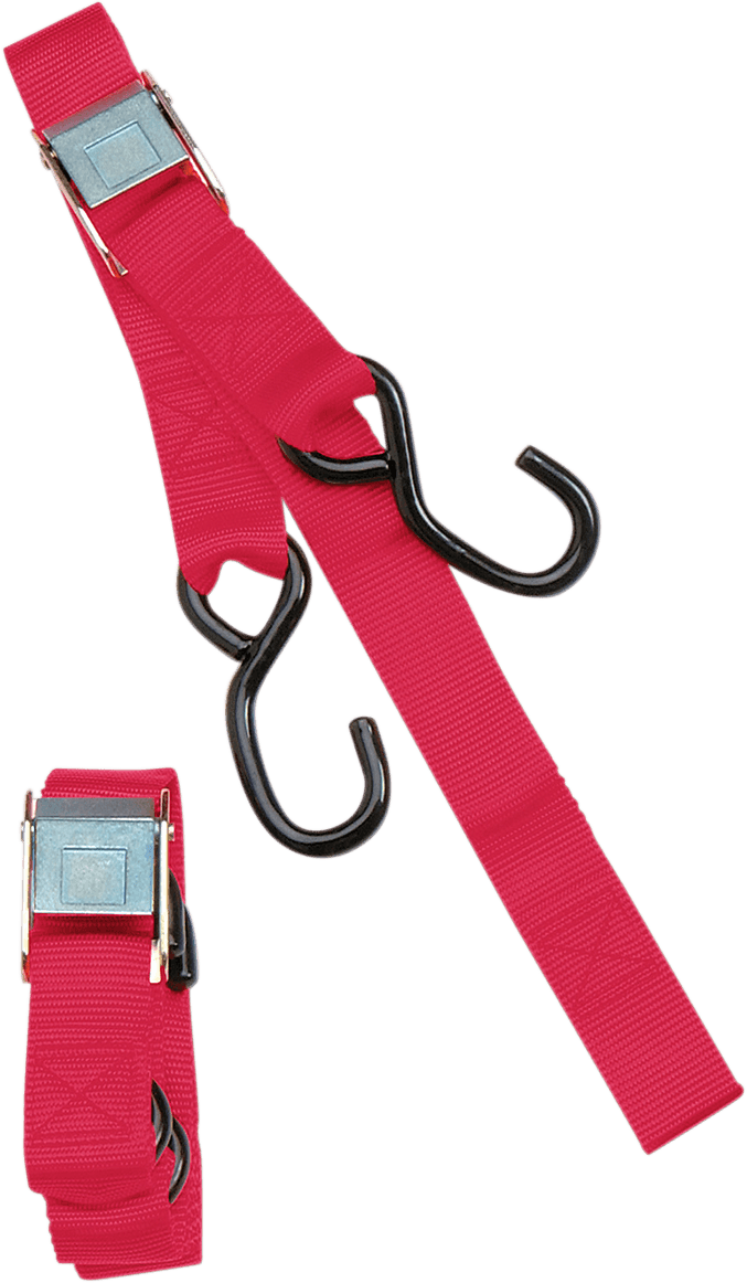 PARTS UNLIMITED TD00100 Heavy-Duty Cam Buckle Tie-Downs - 1-1/2" x 6' - Red