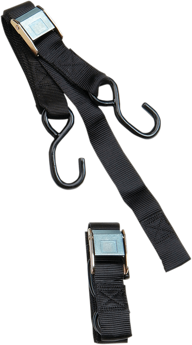 PARTS UNLIMITED TD00300 Heavy-Duty Cam Buckle Tie-Downs - 1-1/2" x 6' - Black