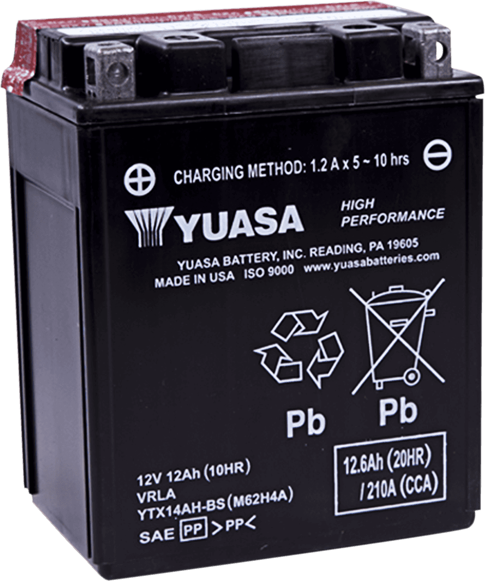 YUASA YTX14AH-BS AGM Battery - YTX14AH-BS .66 L