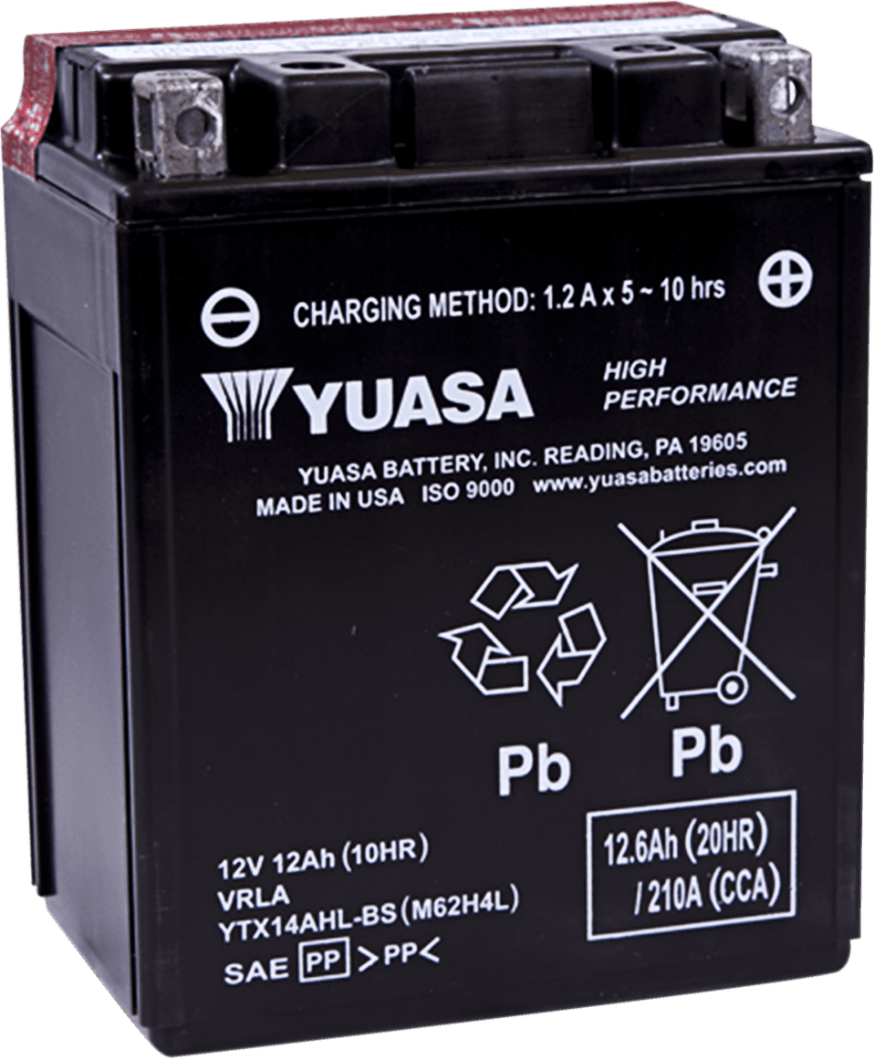 YUASA YTX14AHL-BS AGM Battery - YTX14AHL-BS .66 L