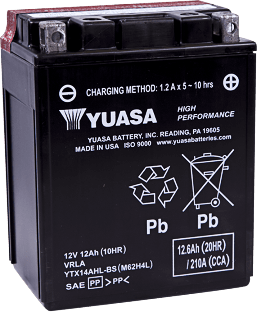 YUASA YTX14AHL-BS AGM Battery - YTX14AHL-BS .66 L