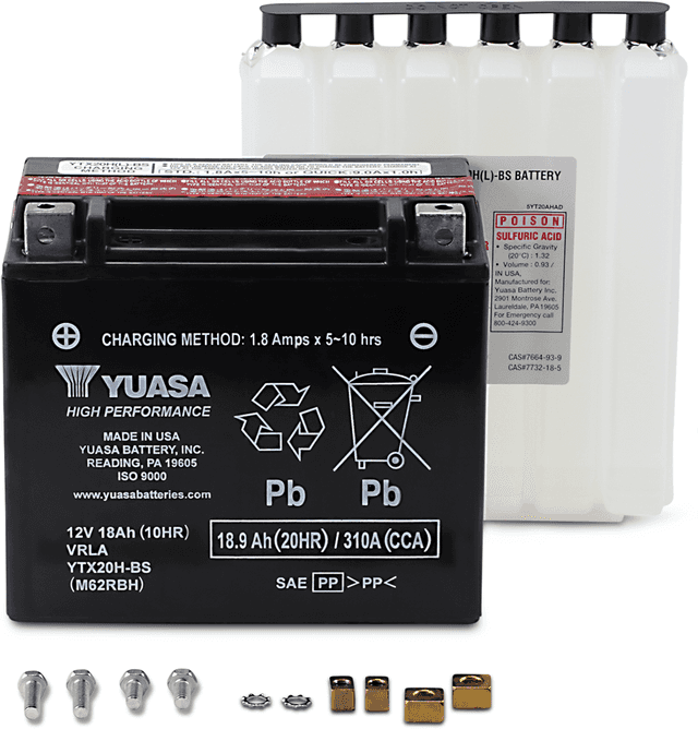 YUASA YTX20H-BS AGM Battery - YTX20H-BS .93 L