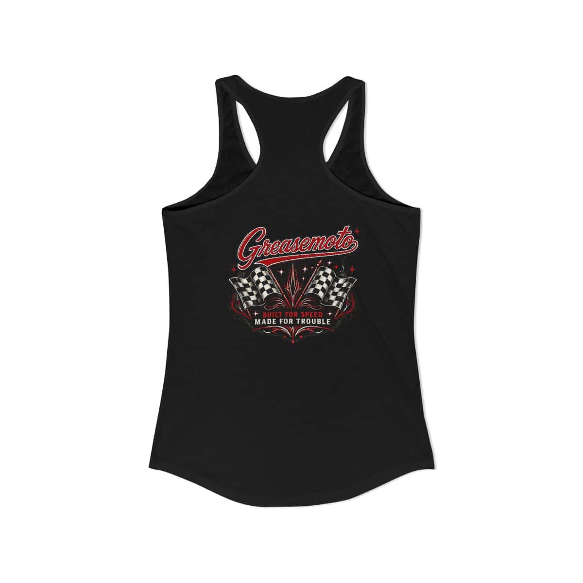 GREASEMOTO MERCH-WOMEN-S-TROUBLE-TANK-RACERBACK-2E3D496F-L Women’s Trouble Tank Racerback — Solid Black
