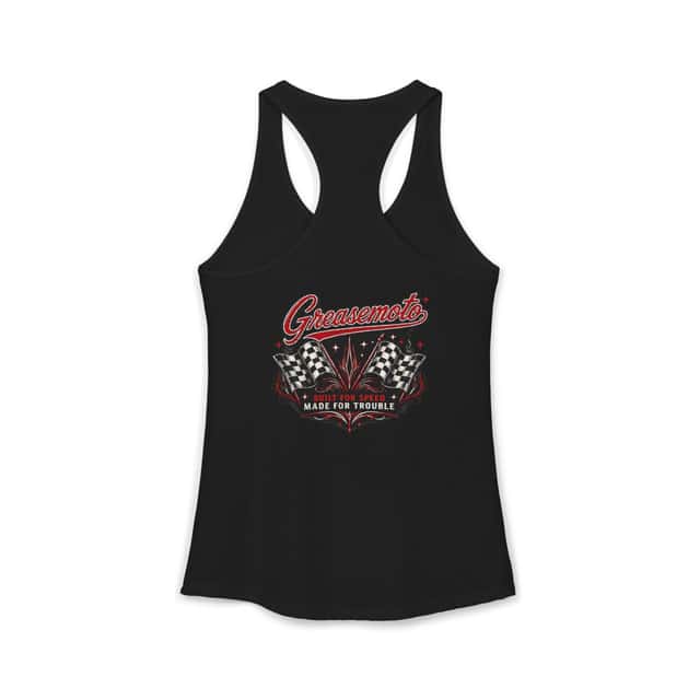 GREASEMOTO MERCH-WOMEN-S-TROUBLE-TANK-RACERBACK-2E3D496F-L Women’s Trouble Tank Racerback — Solid Black — image 4 of 5