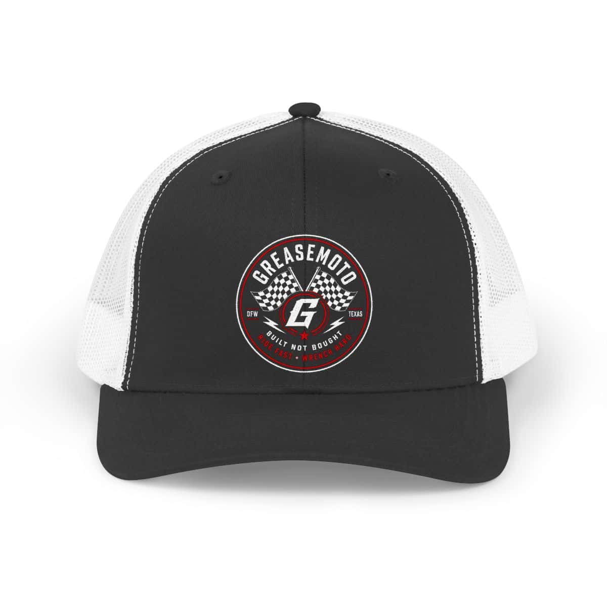 GREASEMOTO MERCH-TRUCKER-RETRO-HAT-DD5349A5-ONE-SIZE Victory Lane Trucker Hat — Black/White