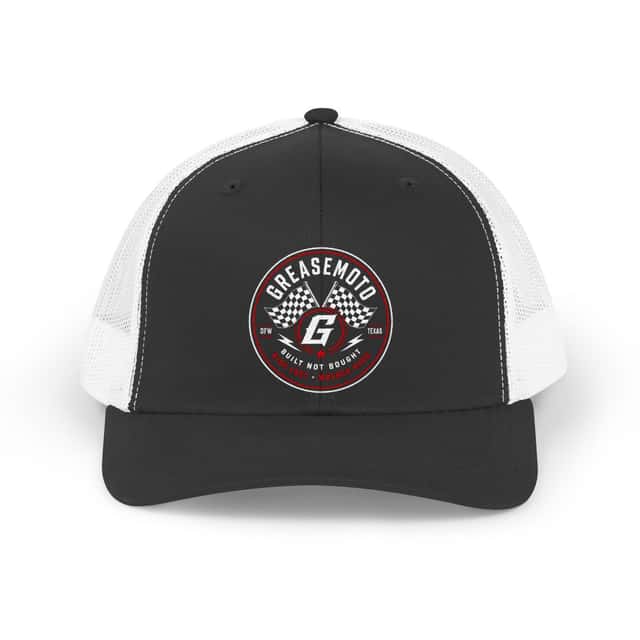 GREASEMOTO MERCH-TRUCKER-RETRO-HAT-DD5349A5-ONE-SIZE Victory Lane Trucker Hat — Black/White — image 1 of 2