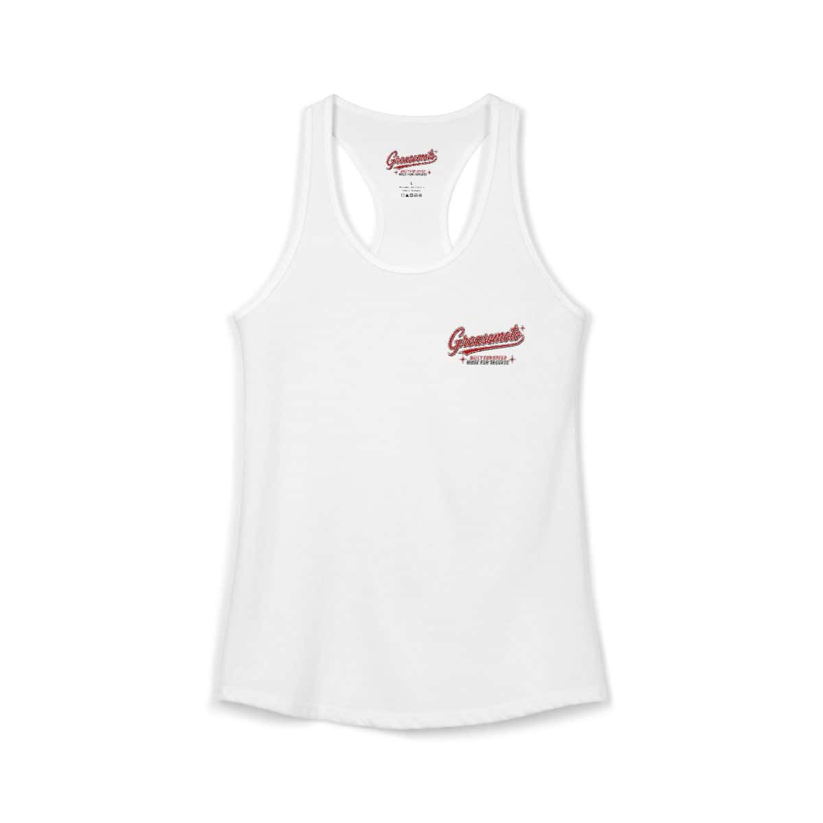 GREASEMOTO MERCH-WOMEN-S-TROUBLE-TANK-RACERBACK-9648FF6C-2XL Trouble Racerback Tank — Solid White