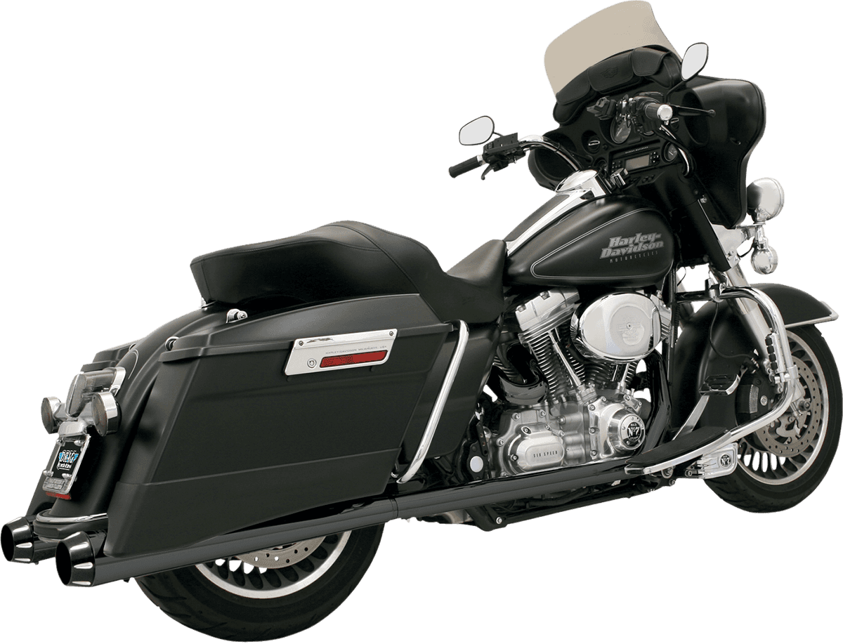 BASSANI XHAUST 1801-0579 Megaphone Slip-On Mufflers - Black/Black - Fluted - Performance Baffle