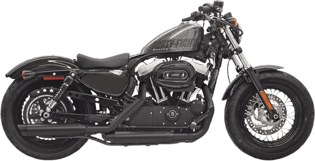BASSANI XHAUST 1801-0686 Firepower Series Slip-On Mufflers - Black - Slash-Cut - Sportster