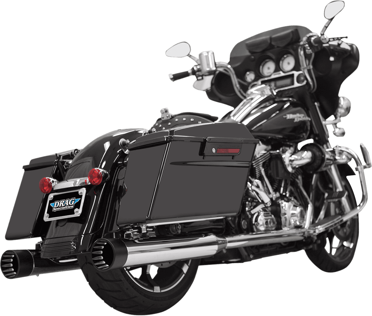 BASSANI XHAUST 1801-0768 DNT Straight Can Mufflers for '95-'16 FL - Chrome/Black