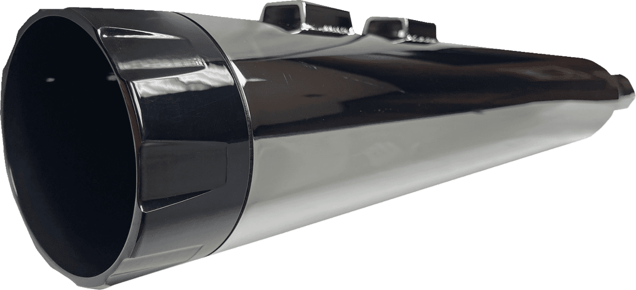 BASSANI XHAUST 1801-1839 4-1/2" Straight Can Slip-On Mufflers - Chrome with Black End Cap - Twin Cam Touring